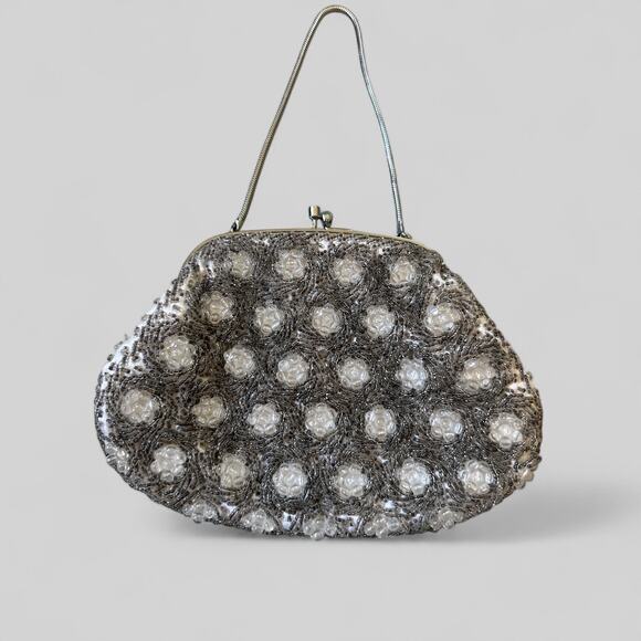 Exclusive Vtg 50's Weinstock’s Flower Beaded Evening Purse Hong Kong - Picture 5 of 6